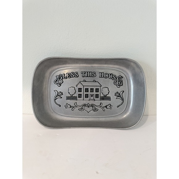 Wilton Other - Vintage Wilton Armetale "Bless This House" Pewter Metal Bread Tray Heavy Y2K